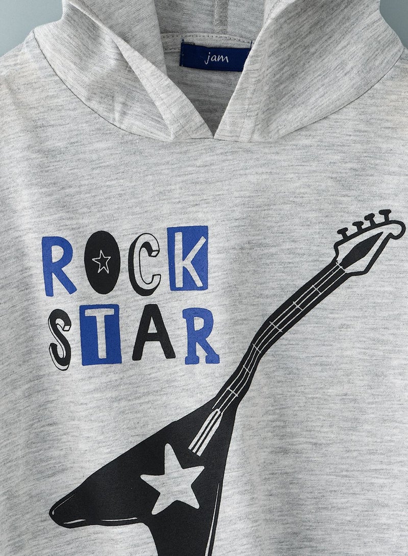 JAM S/Slv Hooded Knit T-Shirt With Graphic At Front - Image 4