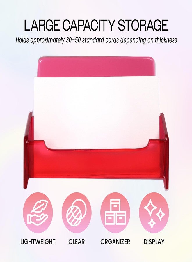 Pana Beauticom® CLEAR COLOR Plastic Business Card Holder Display Desktop Countertop (CLEAR RED, 1 PIECE) - Image 5