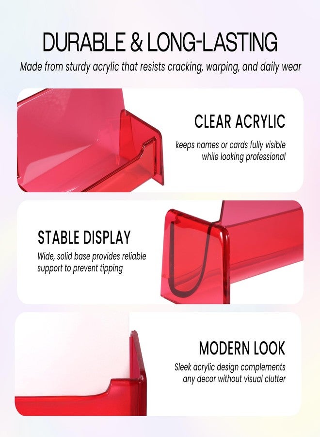 Pana Beauticom® CLEAR COLOR Plastic Business Card Holder Display Desktop Countertop (CLEAR RED, 1 PIECE) - Image 3