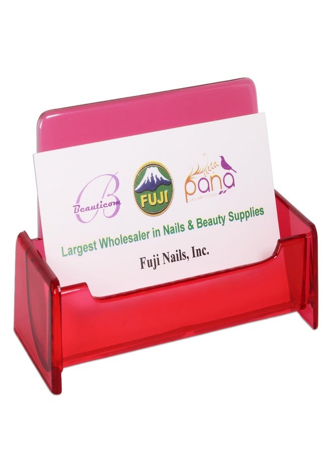 Pana Beauticom® CLEAR COLOR Plastic Business Card Holder Display Desktop Countertop (CLEAR RED, 1 PIECE) - Image 1