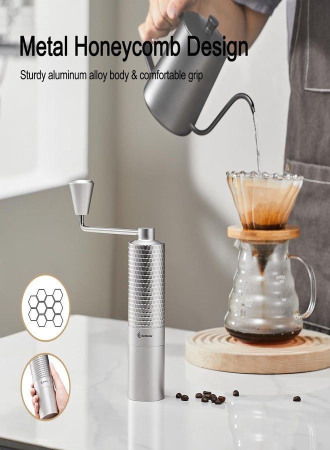 ELMWAY Manual Coffee Grinder, Hand Coffee Grinder, Metal Body and Magnetic Handle,Five star Stainless Steel Conical Burr Portable Coffee Grinders for Home Use - Image 2