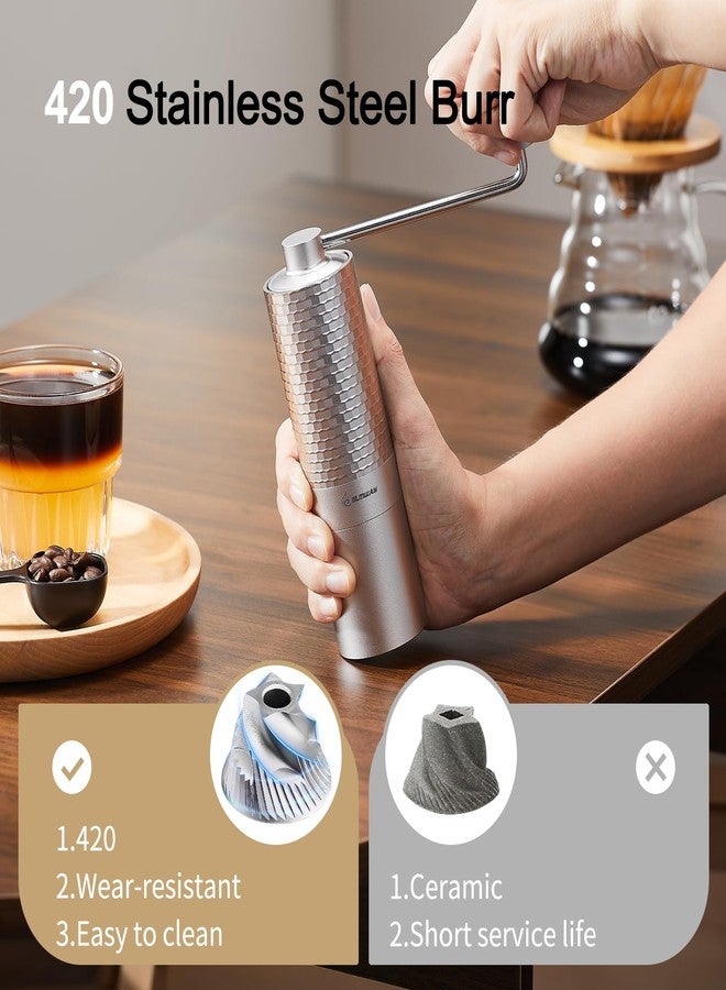 ELMWAY Manual Coffee Grinder, Hand Coffee Grinder, Metal Body and Magnetic Handle,Five star Stainless Steel Conical Burr Portable Coffee Grinders for Home Use - Image 4