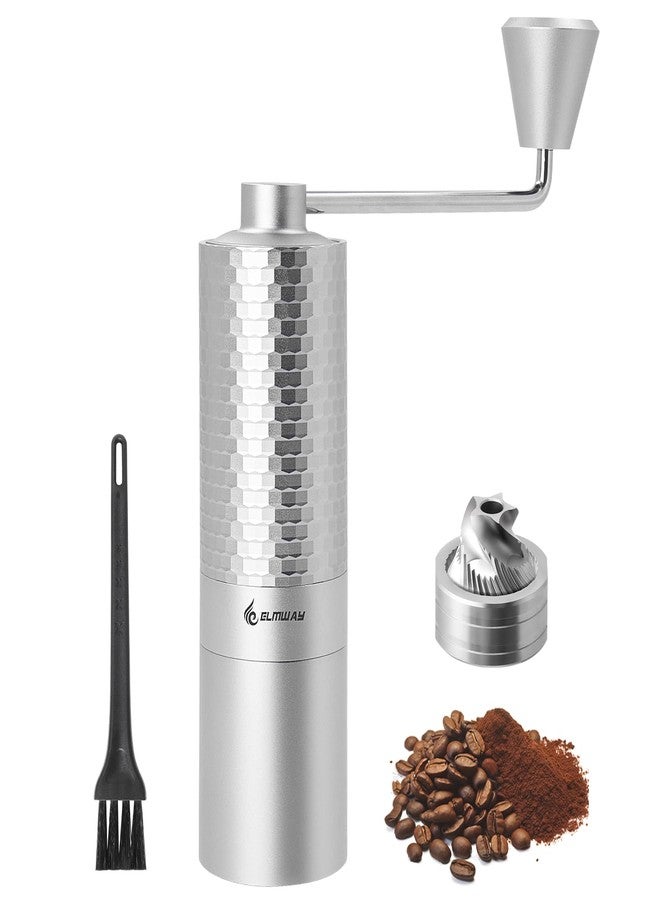 ELMWAY Manual Coffee Grinder, Hand Coffee Grinder, Metal Body and Magnetic Handle,Five star Stainless Steel Conical Burr Portable Coffee Grinders for Home Use - Image 1