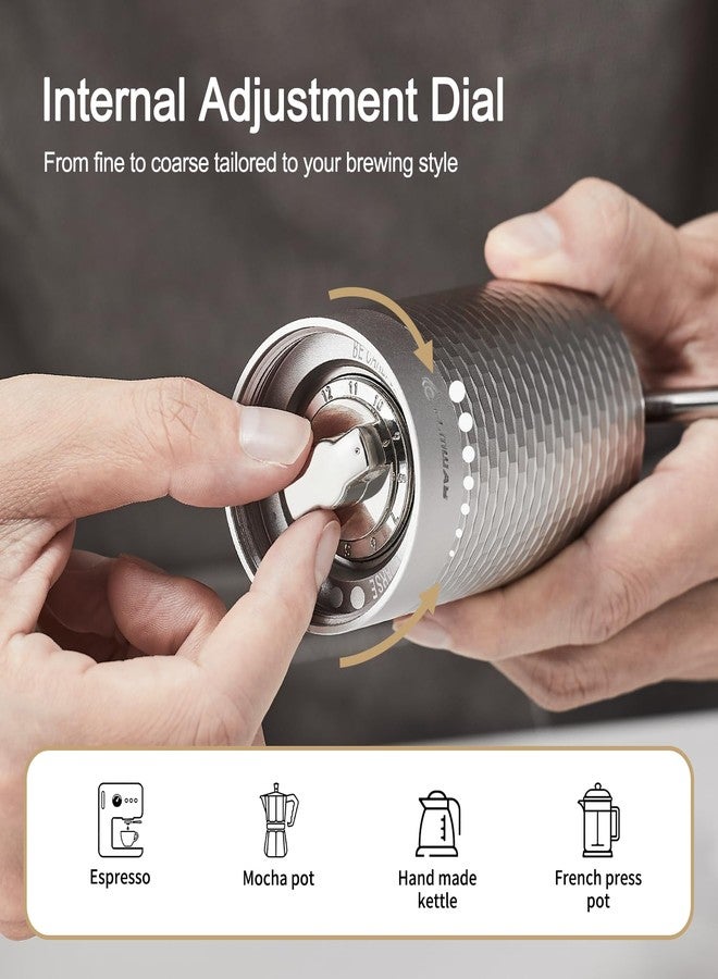 ELMWAY Manual Coffee Grinder, Hand Coffee Grinder, Metal Body and Magnetic Handle,Five star Stainless Steel Conical Burr Portable Coffee Grinders for Home Use - Image 5