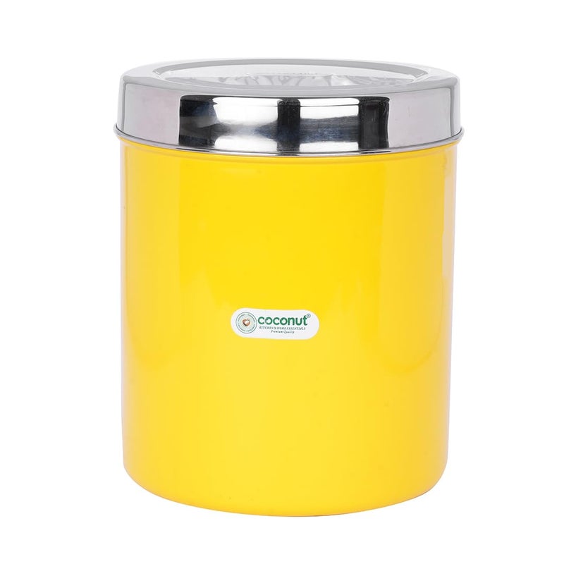 coconut JK Stainless Steel Round Canisters|Dabba|Storage Containers For Home| Office| Resturant- 1 Unit (Yellow, 2kg) - Image 3