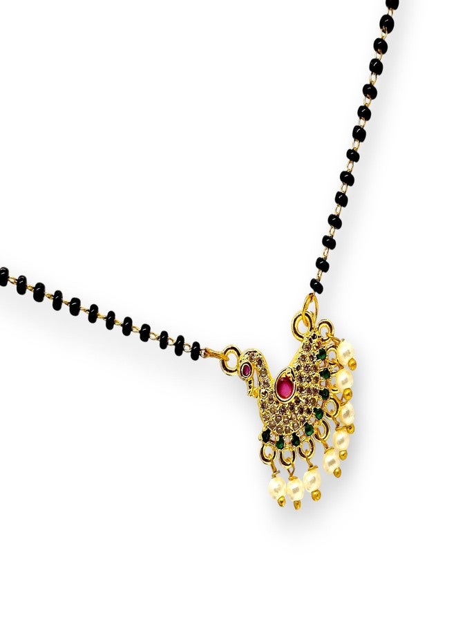 Elleva Black Beads Mangalsutra for Women Stylish | Short Tanmaniya Mangalsutra Gold Plated Traditional Pendant with Chain for Women Combo Best GIft for Wife, Set of 2 (Pack of 1) - Image 5
