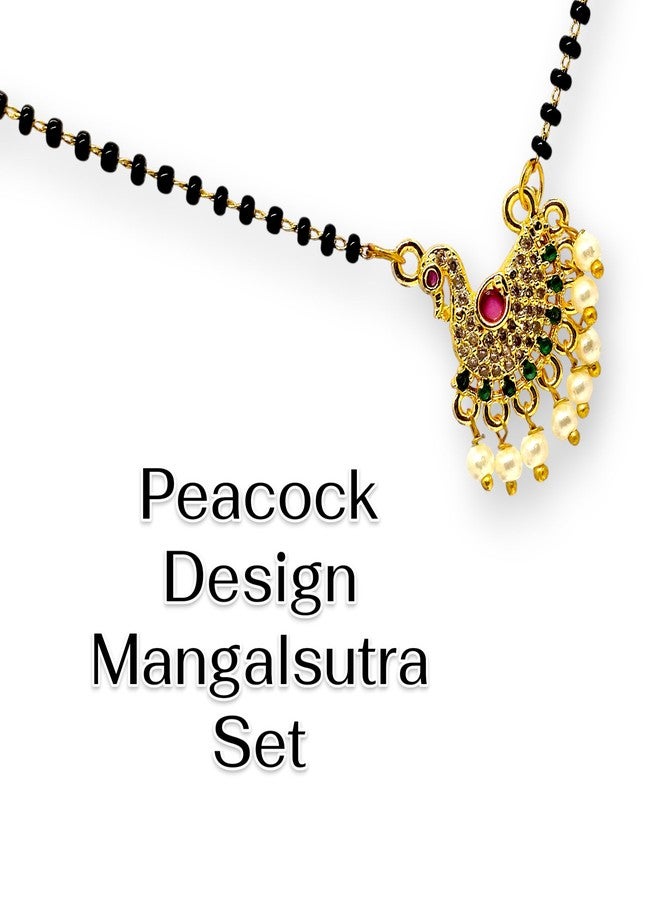 Elleva Black Beads Mangalsutra for Women Stylish | Short Tanmaniya Mangalsutra Gold Plated Traditional Pendant with Chain for Women Combo Best GIft for Wife, Set of 2 (Pack of 1) - Image 3