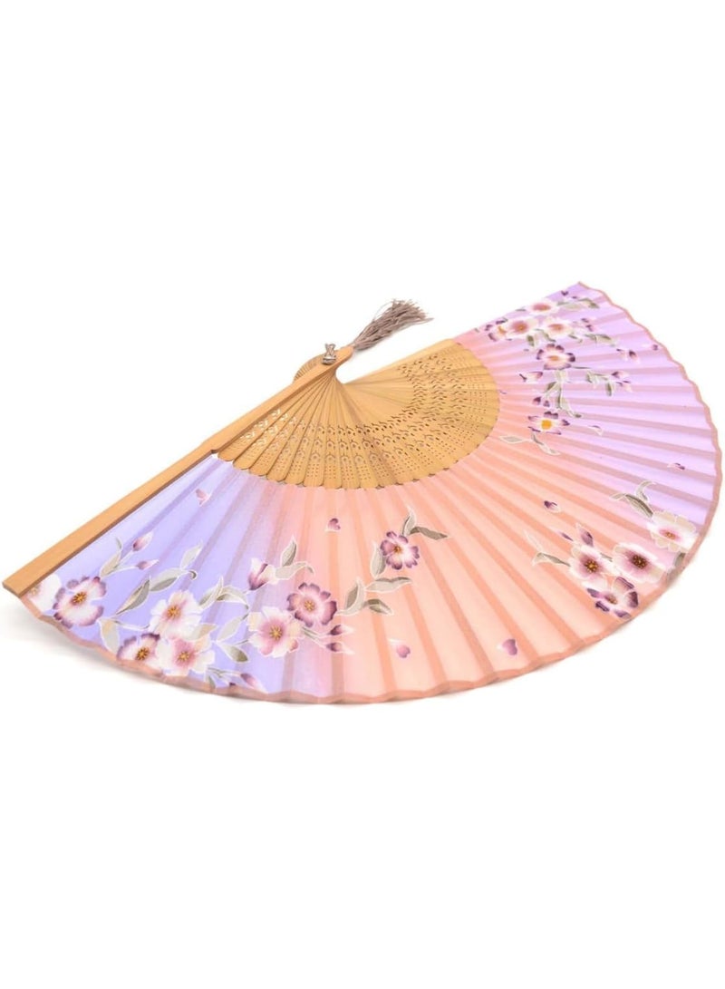 Excefore Hand Held Silk Folding Fans, Small Folding Hand Fans for Women, Handmade Oriental Chinese/Japanese Vintage Retro Style Silk Fans, or Dance, Music Festival, Wedding, Party, Decorations, Gift - Image 2