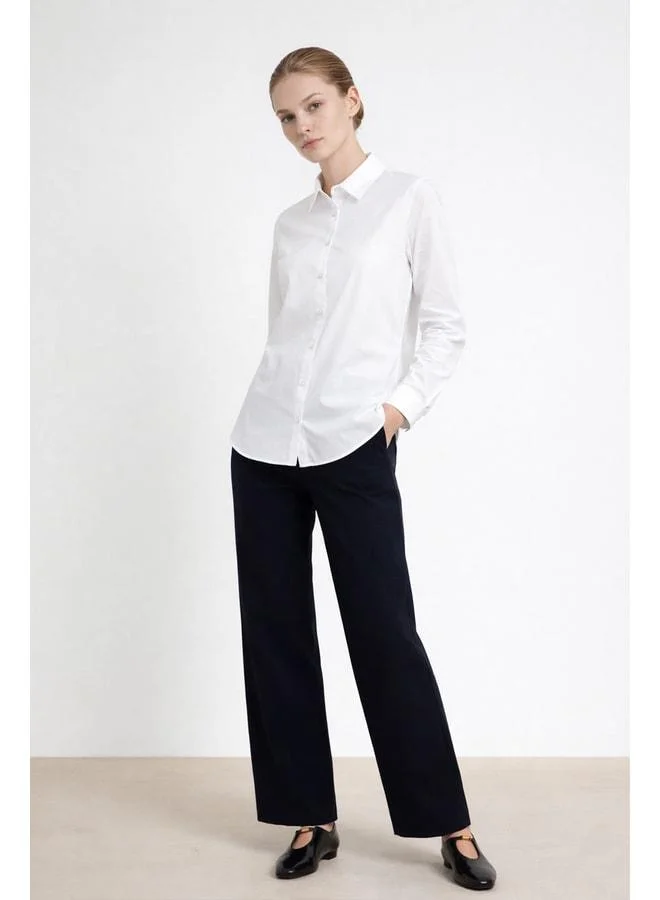 Mısırlı 1951 Beige Stone-Button Long Sleeve Women's Shirt