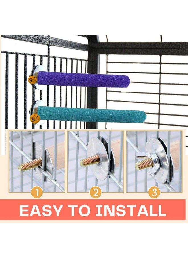 Sage Square Perch Combo Of 4 & 8 Inches Natural Wood Rough Sand Perches | Exercise, Grinding Nail, Playstand, Training, Cage Accessories |Finches, Parrot, Budgies, Cockatiels (Pack Of 2)  - Image 5