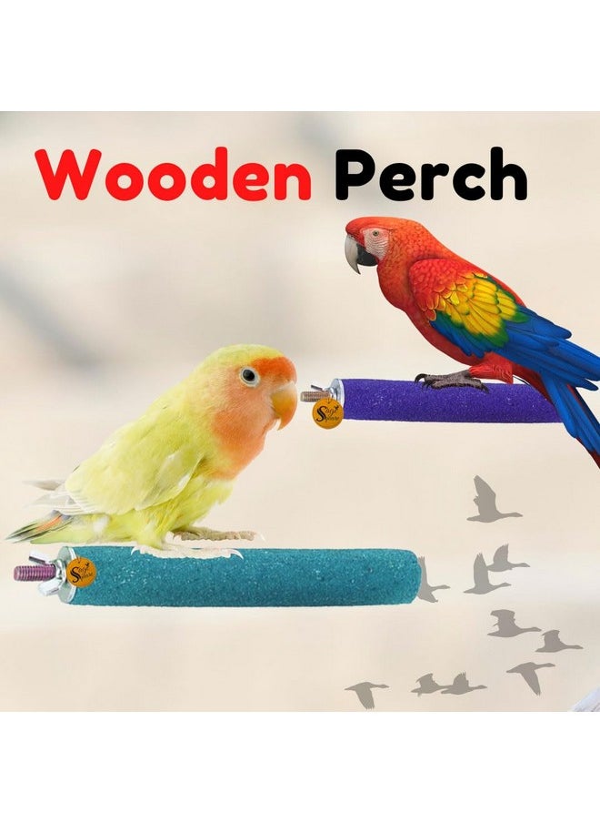 Sage Square Perch Combo Of 4 & 8 Inches Natural Wood Rough Sand Perches | Exercise, Grinding Nail, Playstand, Training, Cage Accessories |Finches, Parrot, Budgies, Cockatiels (Pack Of 2)  - Image 4