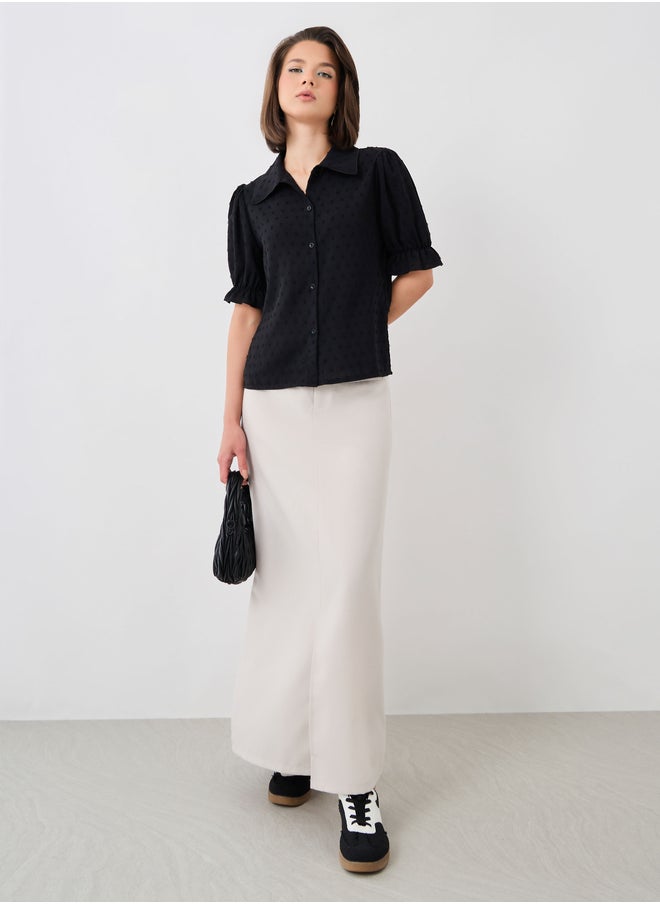 Take Two Dobby Puff Sleeves Regular Fit Shirt  - Image 2