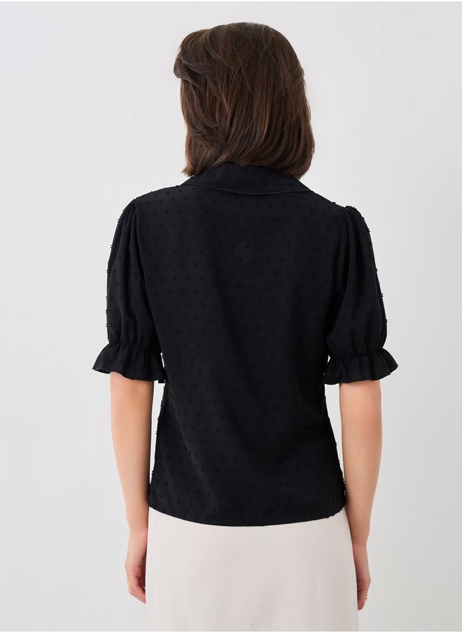 Take Two Dobby Puff Sleeves Regular Fit Shirt  - Image 5