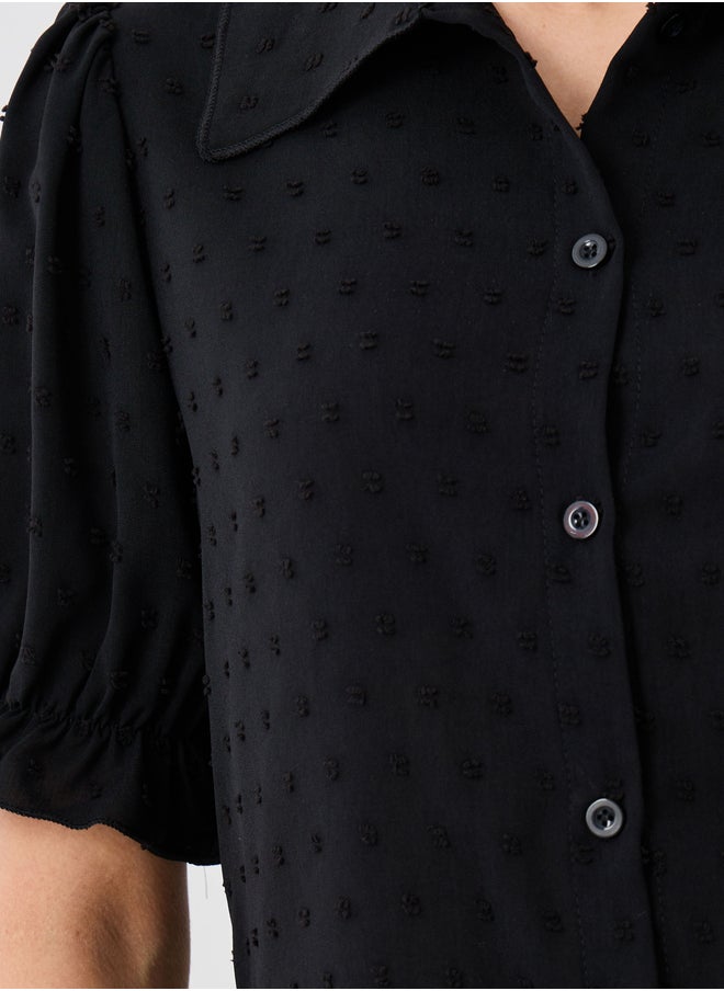 Take Two Dobby Puff Sleeves Regular Fit Shirt  - Image 4