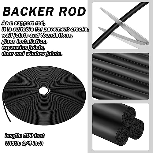 Frienda Backer Rod Foam Rubber Caulk Saver Concrete Expansion Joint Filler Weather Strip Seal for Gaps and Joints(Black, 1/4 Inch x 100 ft) - Image 2