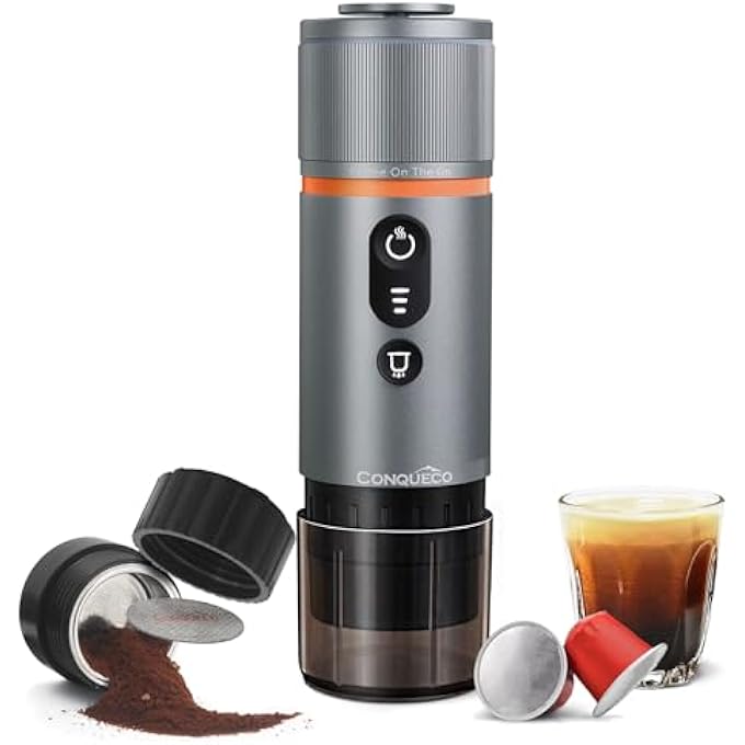 rayihni Coffee Machine Car Espresso Machine 12 V Portable Battery Espresso Maker For Camping Travel  Mobile Capsule Machine On The Go For Motorhome Truck  2 In 1 For Ground Coffee And Ns Capsules - Image 1