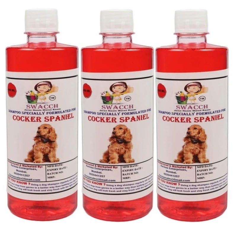 swacch Shampoo | Puppy Safe Shampoo | PH Balanced | Ditch to Itch for Cocker Spaniel Dog Shampoo 500ml Pack of 3 (Jasmine) + Spike Ball Chew Toy Combo Pack - Image 2
