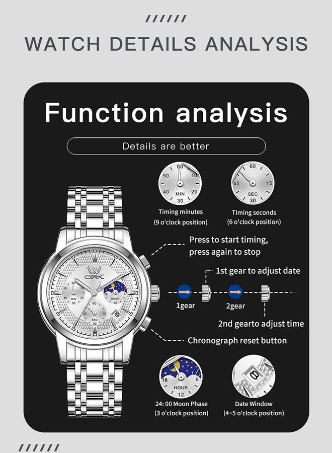 Opk Men'S Watch Business Luminous Waterproof Multifunctional Quartz Watch 6050 - Image 5