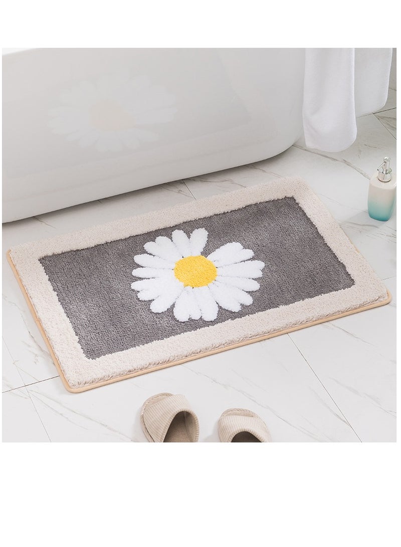 Bluejw Daisy Bath Mat Non-Slip Soft Adorable Boho Floral Bath Rugs Machine Washable Bathtub Mat Water Absorbent Plush Shaggy Carpet Thick Bathroom Kitchen Floor Microfiber Doormat 50x80cm - Image 1