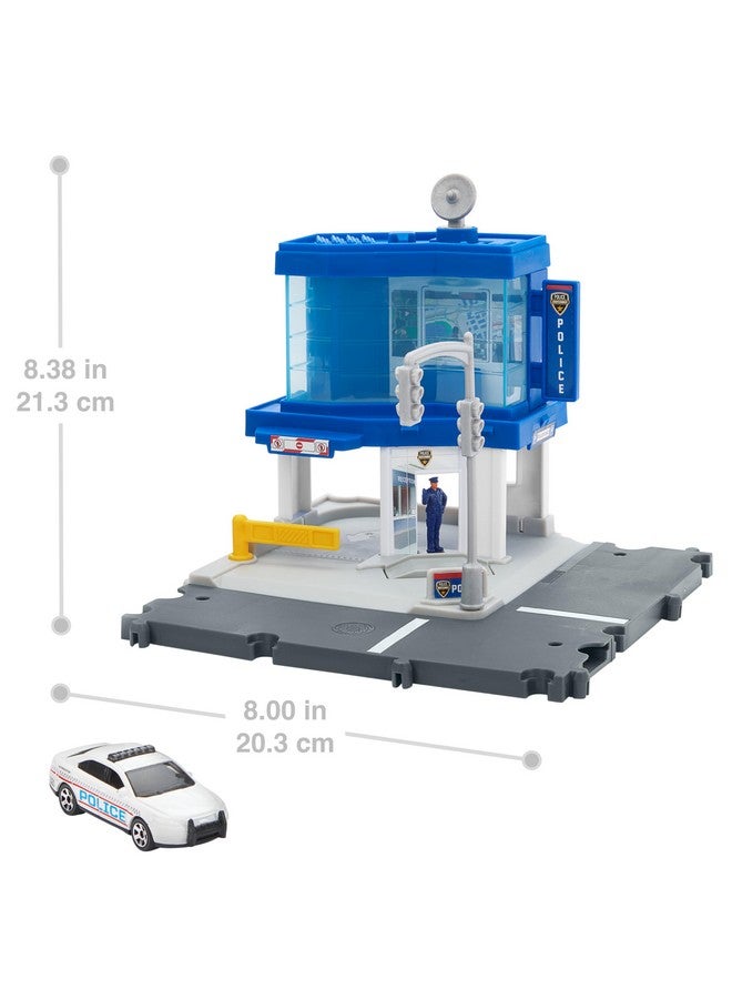 MATCHBOX سيارة لعبة من علبة الثقاب ومجموعة لعب، مركز مرور شرطة السائقين الأبطال مع سيارة شرطة فورد إنترسبتر مقياس 1:64، ميزات تعمل بواسطة الأطفال والسيارات، شخصية متحركة، HRY44 - Image 5