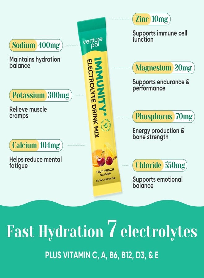 Venture Pal 2-in-1 Hydration + Immune Electrolytes Powder Packets with 7 Electrolytes & 6 Vitamins, Elderberry, Turmeric, Echinacea | Liquid Daily IV Drink Mix | Sugar Free | Keto Friendly, 16 Sticks - Image 4