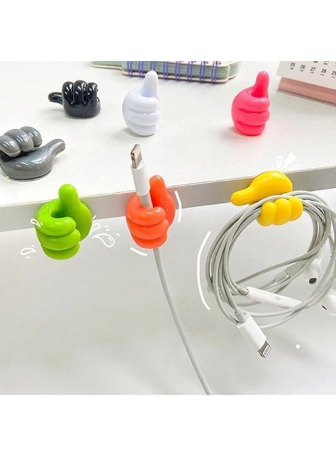 Set Of 10 Adhesive Wall Hooks Thumb Design Cable Holders Multi Purpose Key Hangers Wall Mounted Organizer Clips For Cables Earphones Belts Hats Keys Durable Non Slip Self Adhesive Wall Hook Clips - Image 1