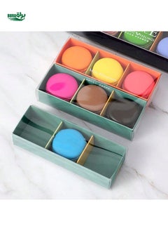 1pc Korean Style 3-Slot Macaron Packaging Box, Drawer Type, Orange, Navy, Green Colors, Minimal Pattern, Transparent Lid, Suitable For Pastries & Cookies Gifts