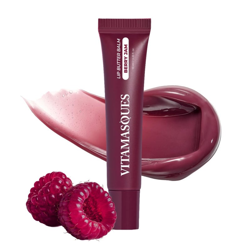 Vitamasques Lip Butter Balm - Berry Jam, Korean Lip Balm - Peptide Lip Treatment - Lips Balm Hydrating - Light Tinted Lips balm - Made in Korea - 0.33 fl.oz - Image 1