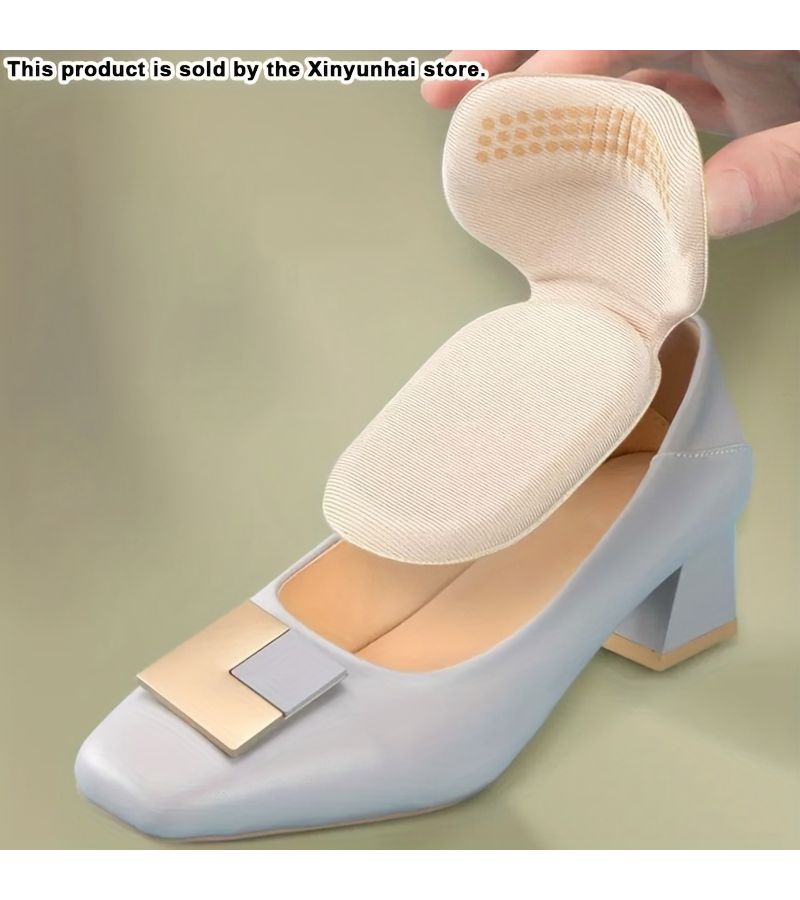 Black Beige Self Adhesive Heel Cushions 4pcs Thick Sponge Anti Slip - Image 2
