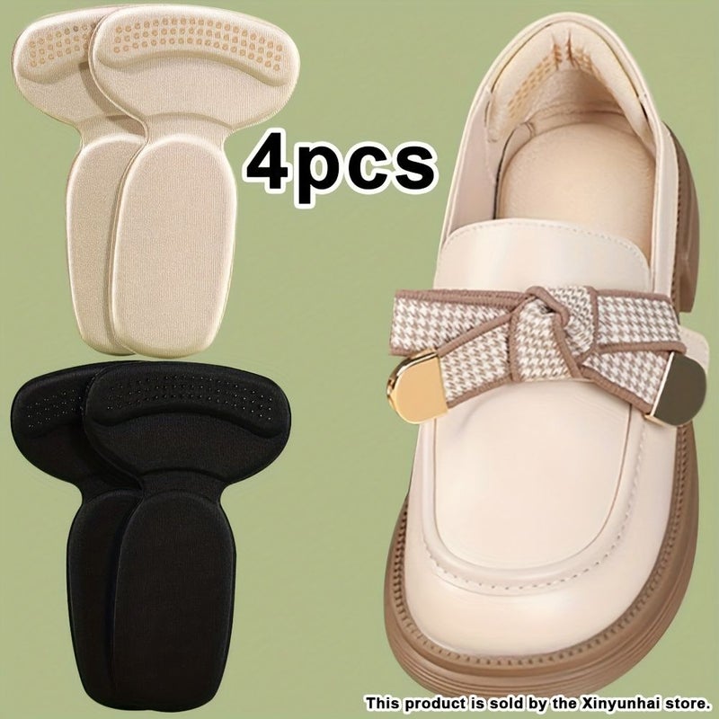 Black Beige Self Adhesive Heel Cushions 4pcs Thick Sponge Anti Slip - Image 1