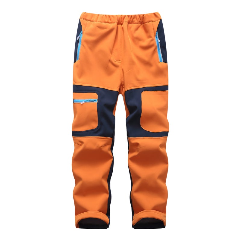 Student Children Soft Shell Pants Reflective Shark Skin Soft Shell Charge Pants Color-Block Warm Waterproof Windproof 1962 - Image 1