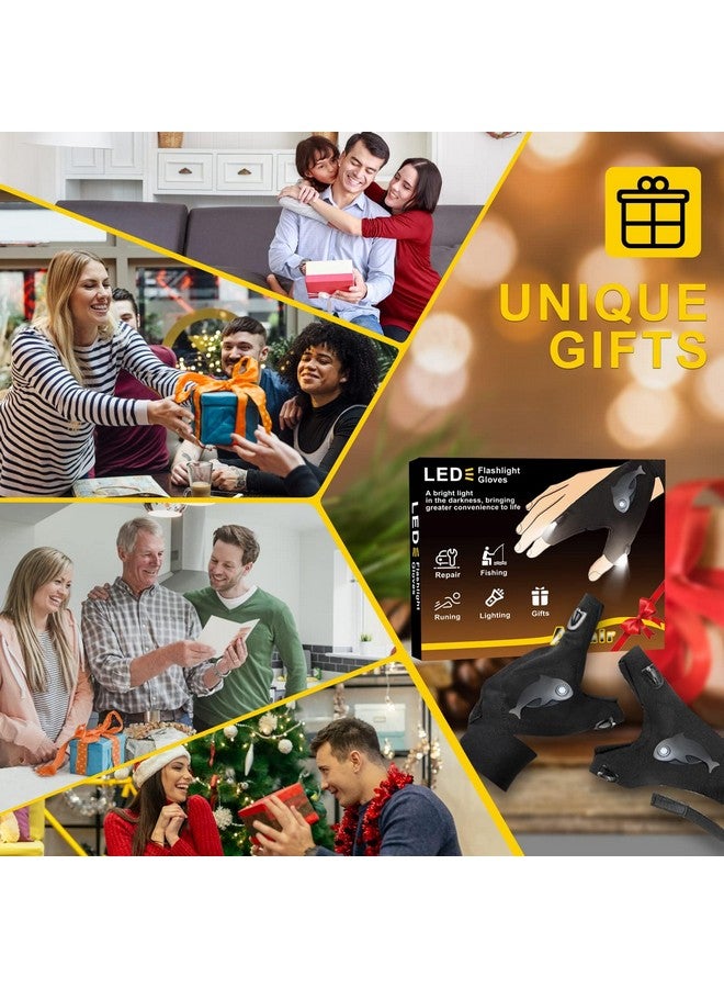 LOUISWARE LED Rechargeable Flashlight Gloves, Gifts for Men, for Dad, Cool Stretchy Fingerless Light Gloves Gadget for Repairing Fishing Camping and Car Repairing, 1 Pair - Image 1