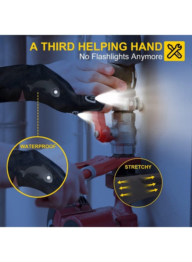 LOUISWARE LED Rechargeable Flashlight Gloves, Gifts for Men, for Dad, Cool Stretchy Fingerless Light Gloves Gadget for Repairing Fishing Camping and Car Repairing, 1 Pair - Image 3