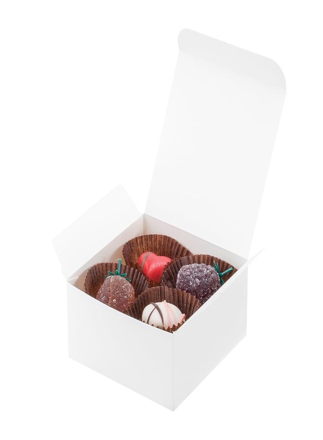 UnicoPak 20 Pack 4x4x2 White Small Gift Boxes - Food Grade Cardboard Treat Boxes for Candy, Fudge, Cookies - Small Square Boxes for Ornaments, Jewelry Trinkets, Party Favors, Small Business Packaging - Image 1