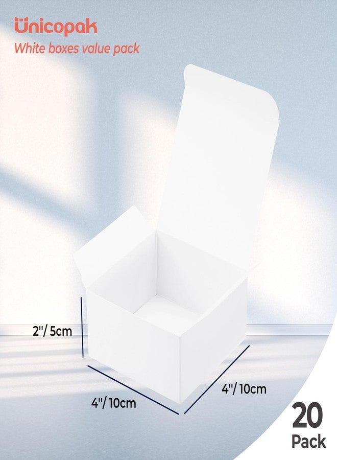 UnicoPak 20 Pack 4x4x2 White Small Gift Boxes - Food Grade Cardboard Treat Boxes for Candy, Fudge, Cookies - Small Square Boxes for Ornaments, Jewelry Trinkets, Party Favors, Small Business Packaging - Image 2