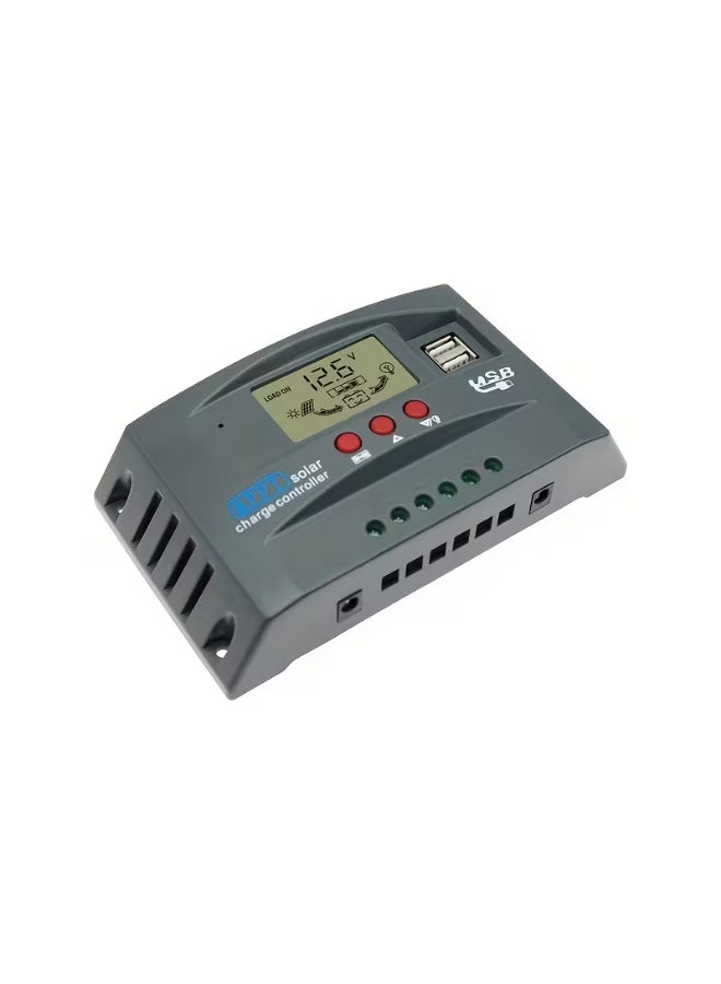 100A MPPT Solar Charge Controller 12V/24V | Intelligent Solar Battery Charging Regulator with LCD Display, Dual USB Ports, Timer Settings for Lithium, AGM & Lead Acid Batteries - Image 1