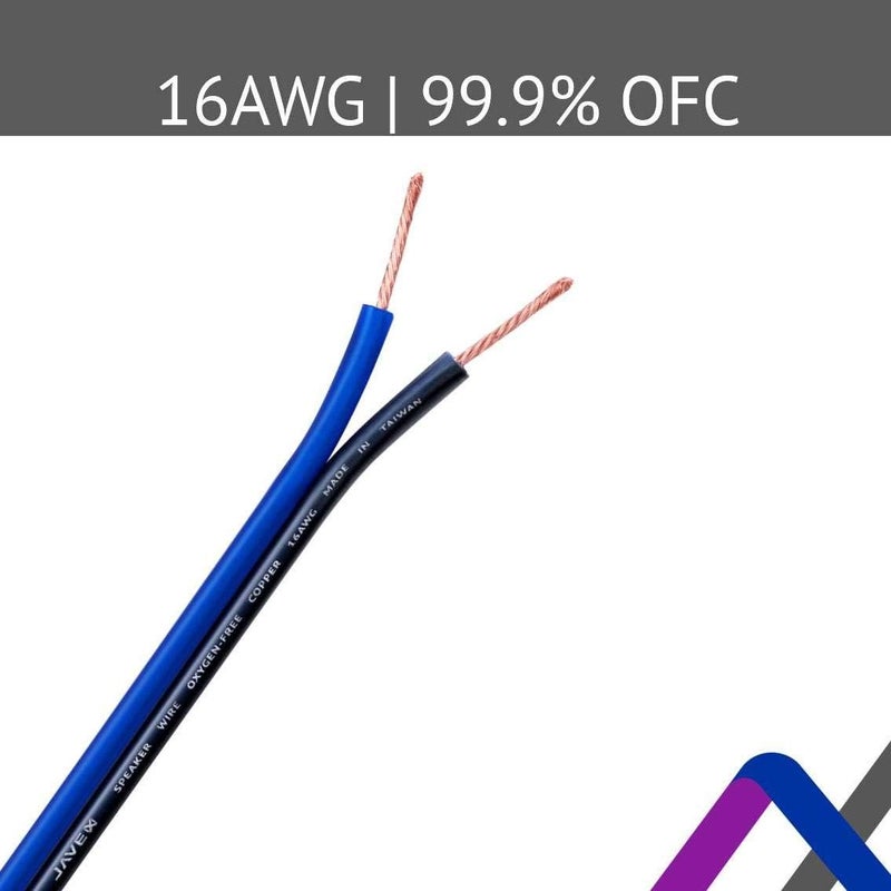 JAVEX 16-Gauge Oxygen-Free Copper Speaker Wire Cable - 50ft (Blue/Black) - Image 2