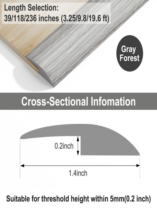 PATTENGO Floor Transition Strip Vinyl Door Threshold Ramps for Doorways, Self Adhesive Carpet Edge Trim - Rubber Threshold Strip, Wheelchair Ramp, Floor Trim Strip, Heights Within 5MM (118 inches, Gray Forest) - Image 3