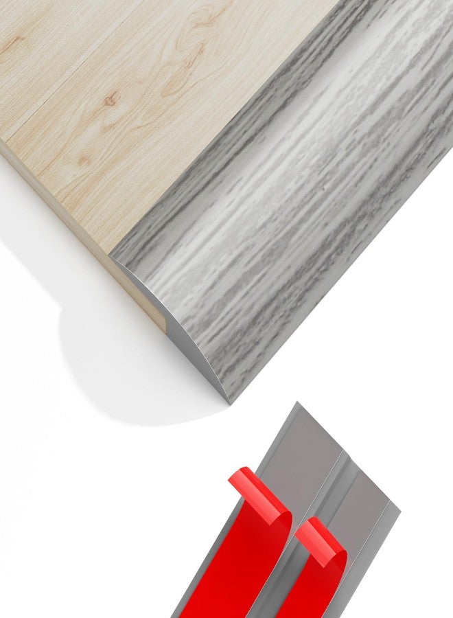 PATTENGO Floor Transition Strip Vinyl Door Threshold Ramps for Doorways, Self Adhesive Carpet Edge Trim - Rubber Threshold Strip, Wheelchair Ramp, Floor Trim Strip, Heights Within 5MM (118 inches, Gray Forest) - Image 1