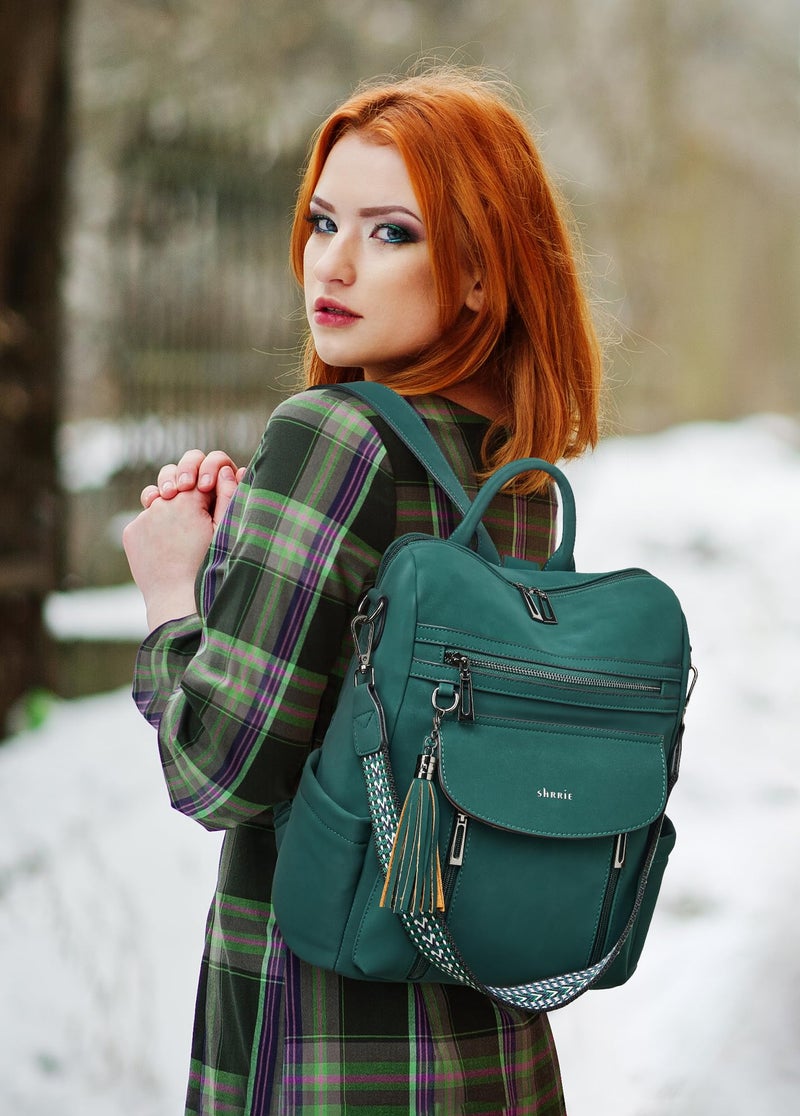 Shrrie Backpack Purse for Women Fashion Leather Backpack Purse Designer Travel Backpack Convertible Shoulder Bag with Wristlet - Image 2