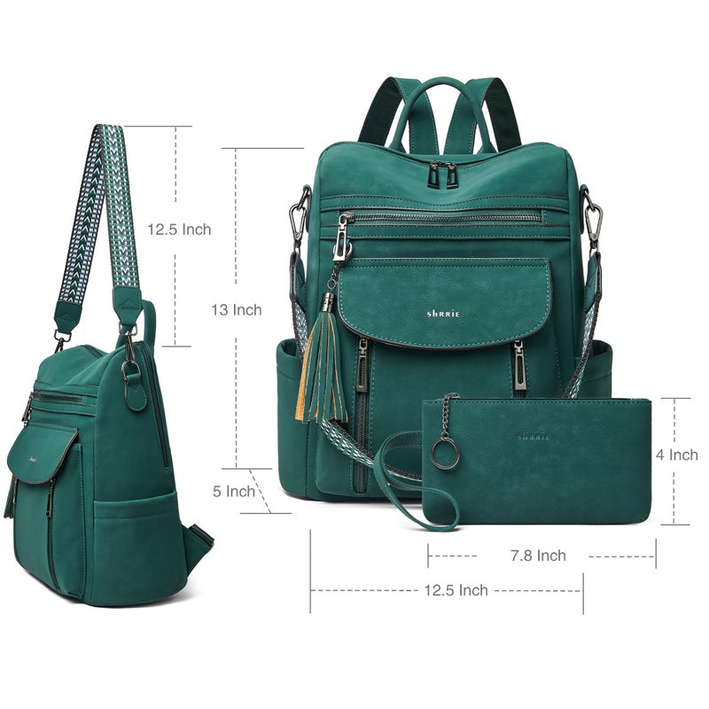 Shrrie Backpack Purse for Women Fashion Leather Backpack Purse Designer Travel Backpack Convertible Shoulder Bag with Wristlet - Image 3