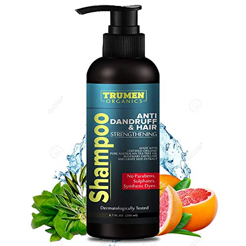 TruMen Anti Dandruff Shampoo For Men From Trumen With Pure Australian Tea Tree Oil, Rosemary & Grape Seed Extract For Dry & Itchy Scalp, Hair Growth, Prevent Head Lice & Thinning Hair - 100% Natural - Sulphate Free -Paraben Free - Image 1