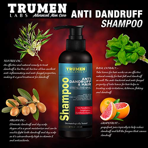 TruMen Anti Dandruff Shampoo For Men From Trumen With Pure Australian Tea Tree Oil, Rosemary & Grape Seed Extract For Dry & Itchy Scalp, Hair Growth, Prevent Head Lice & Thinning Hair - 100% Natural - Sulphate Free -Paraben Free - Image 3