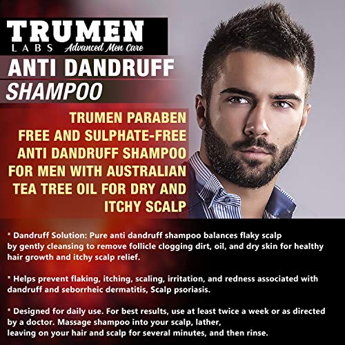 TruMen Anti Dandruff Shampoo For Men From Trumen With Pure Australian Tea Tree Oil, Rosemary & Grape Seed Extract For Dry & Itchy Scalp, Hair Growth, Prevent Head Lice & Thinning Hair - 100% Natural - Sulphate Free -Paraben Free - Image 4