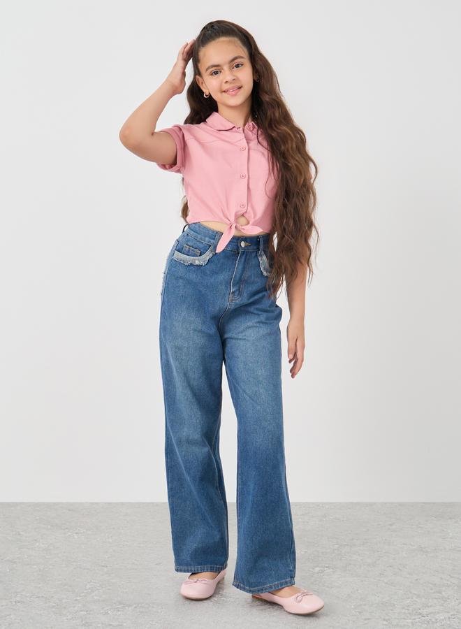 ستايلي قميص قصير برباط وياقة صلبة - Image 2