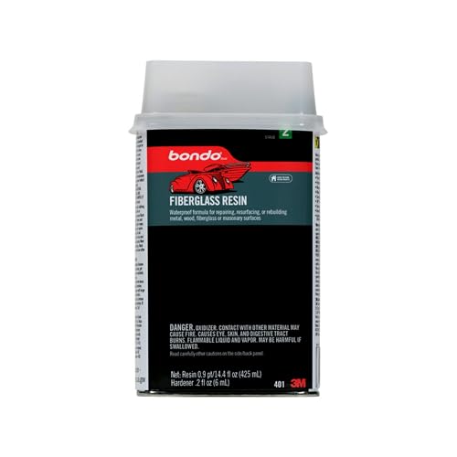 3M Bondo Fiberglass Resin 0.9 Pint, Stage 2, Waterproof Formula for Repairing, Resurfacing, or Rebuilding Metal, Wood, Fiberglass or Masonry Surfaces (401) - Image 1