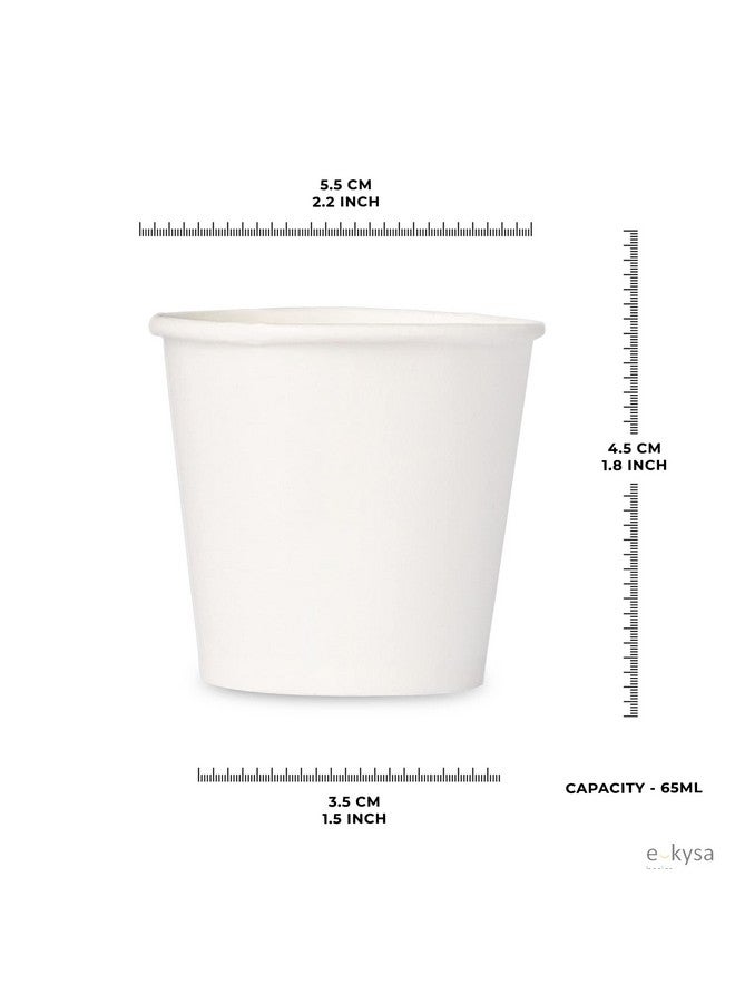 e kysa basics ekysa Basics Paper Disposable Tea/Coffee Cups - 65 ml, Eco-Friendly, Leak-Resistant, Ideal for Hot Beverages, White, Pack of 100 - Image 2