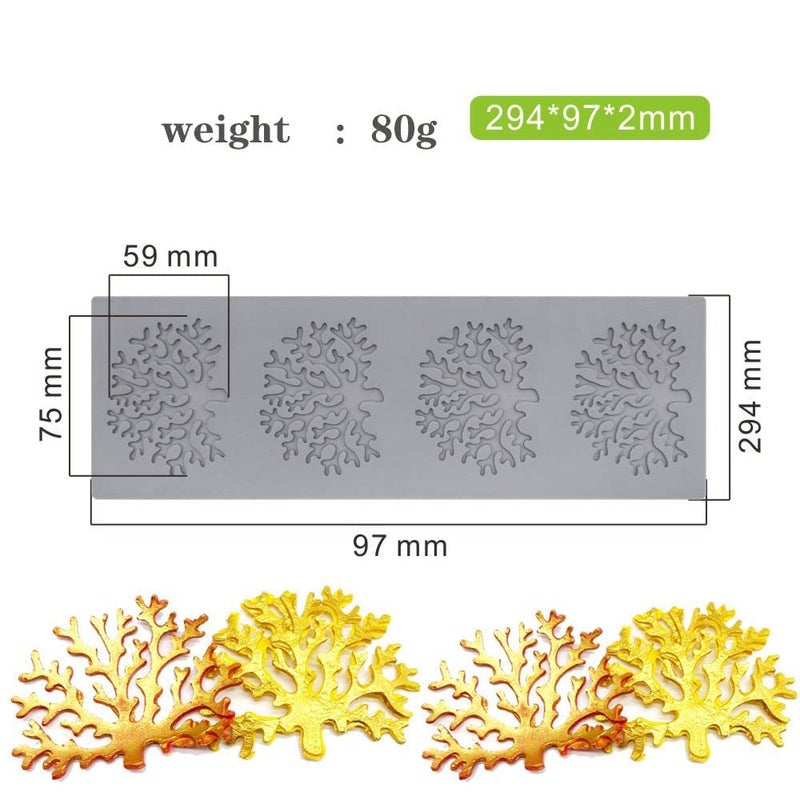 TUKE Tree Chocolate Molds Silicone 3D Coral Branch Leaves Candy Mold Fondant Silicone Mold Fondant Clay Mould for Sugarcraft Polymer Clay Cupcakes Chocolate Candy - Image 3