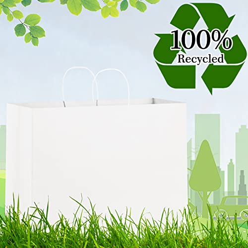 Eupako 16x6x12 Paper Bags, White Large Paper Bags with Handles Bulk, Kraft Grocery Bags, Paper Shopping Bags, Merchandise Bags, Retail Bags (Pack of 50) - Image 4