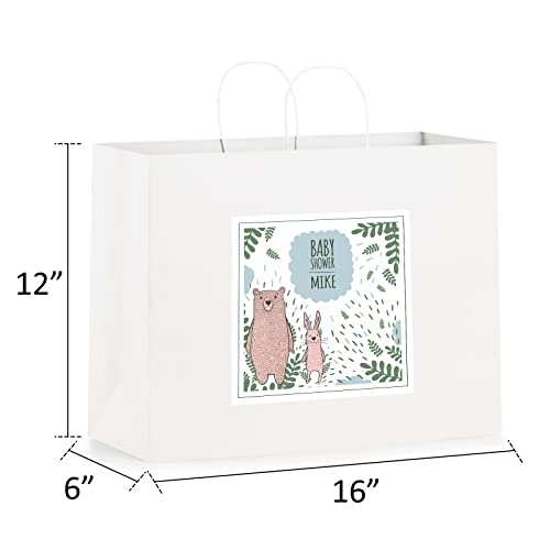 Eupako 16x6x12 Paper Bags, White Large Paper Bags with Handles Bulk, Kraft Grocery Bags, Paper Shopping Bags, Merchandise Bags, Retail Bags (Pack of 50) - Image 2